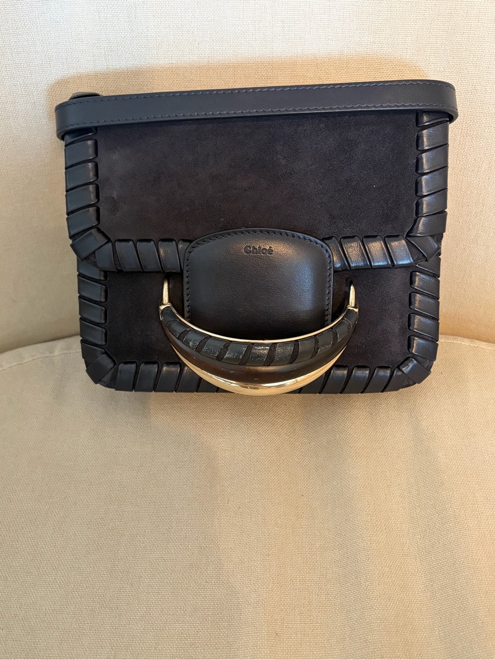 Chloé Kattie Crossbody Bag Whipstitch Suede Crossbody Bag